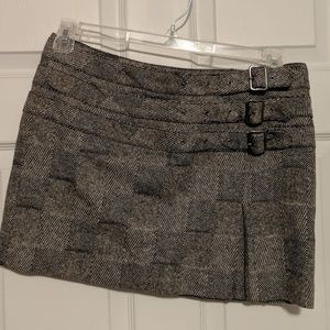 Gray tweed wool mini skirt